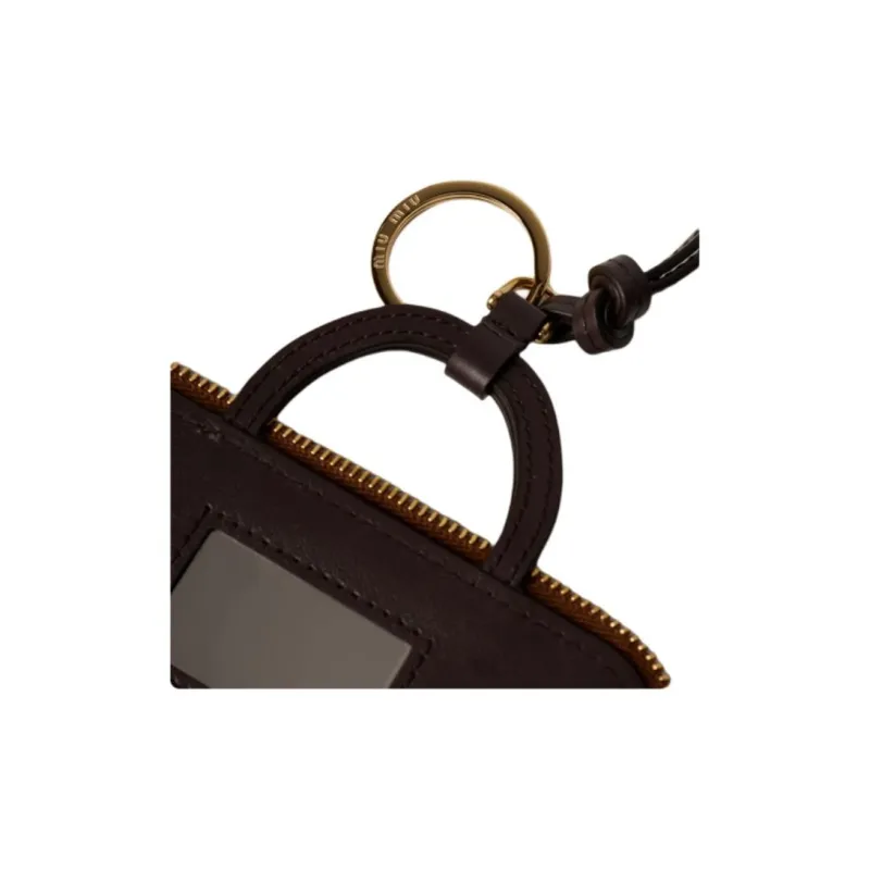 MIU MIU Cow Leather Bag Charm Bag Accessory Women's Cognac-3