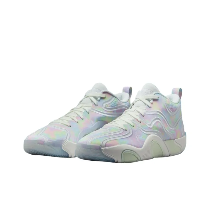 Jordan Tatum 3 Cushioned Slip Resistant Low Top Basketball Shoes Unisex White Green Gray-3