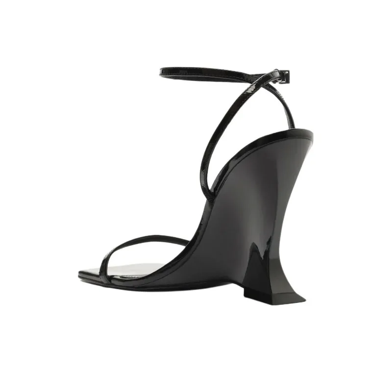 Schutz Siena One Strap Sandals 11cm Women's Black-2