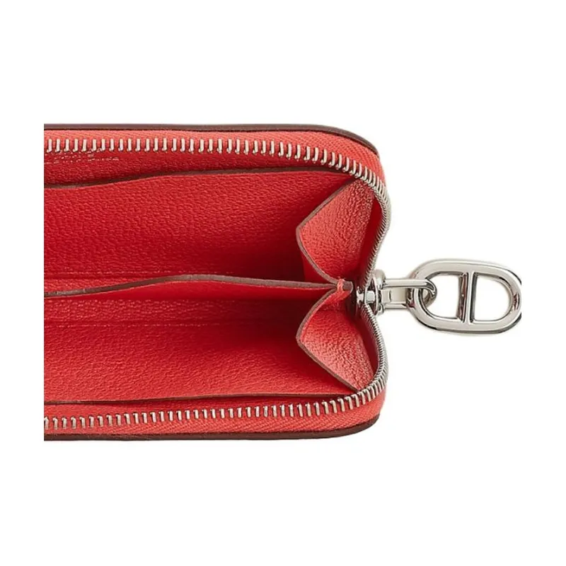 HERMES Evercolor Leather Card Holder Women's 0E Rose Texas Pink-4