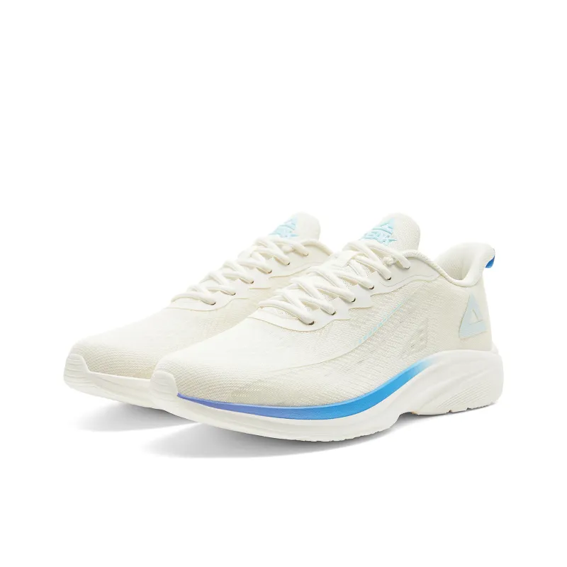 PEAK Running Shoes Men Low Top Milk White Blue-2