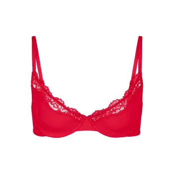 SKIMS Valentine's Day Collection SS25 FITS EVERYBODY LACE UNLINED SCOOP BRA Bra Women's Cayenne/Kaixuan