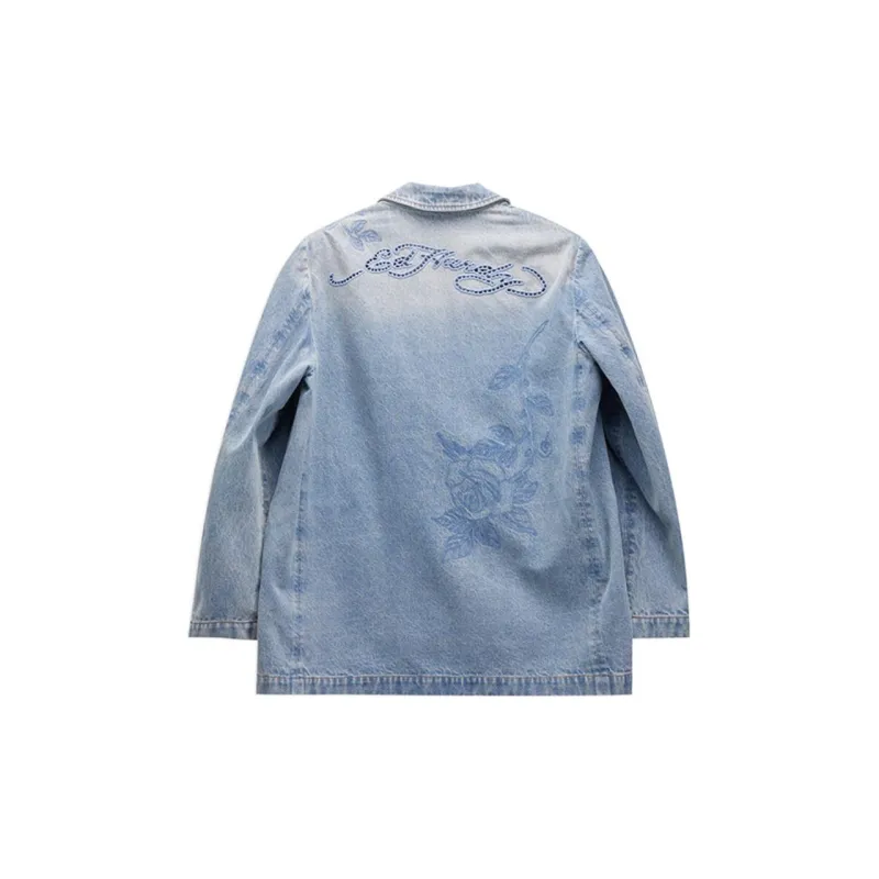 Ed Hardy SS25 Denim Jacket Women's Blue-1