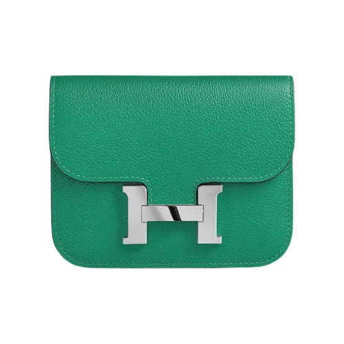 HERMES Constance Slim Evercolor Calfskin Wallet Women's U4 Vert Vertigo Iridescent Green