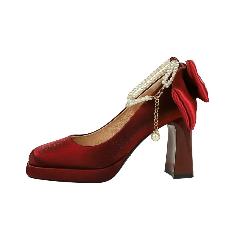QITUMAUL Chunky Heel High Heels Women's-6