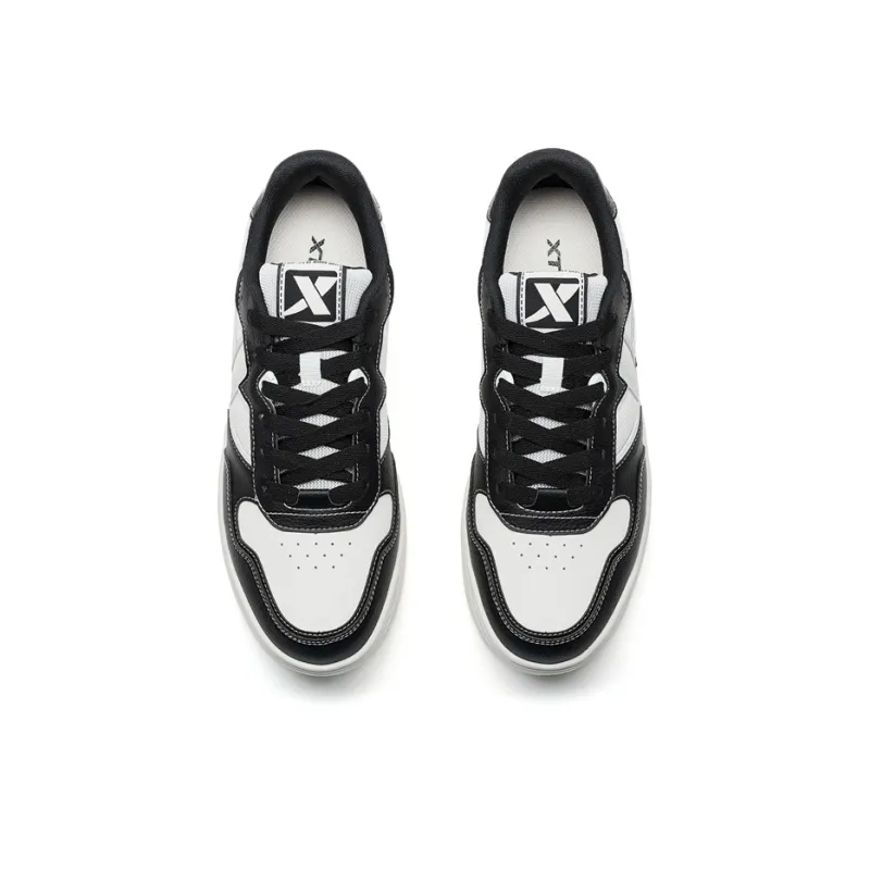 XTEP Air Force One Slip-Resistant Lightweight Coverage Low-Top Skateboard Shoes Men's White Black-3