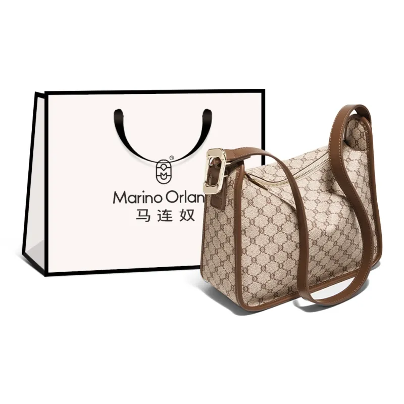 Marino Orlandi Synthetic Leather Small Square Bag, Dumpling Bag, Shoulder Bag, Crossbody Bag Medium Large Women's Khaki-0