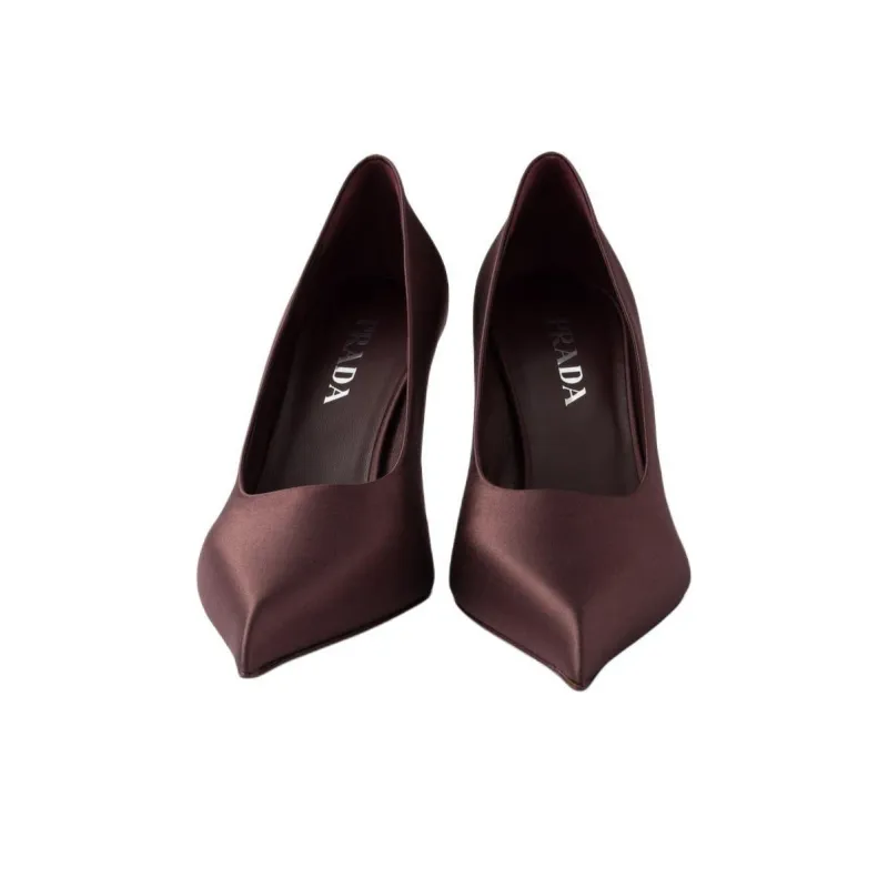 PRADA Slim Heel High Heels 8.5cm Women's Burgundy-5