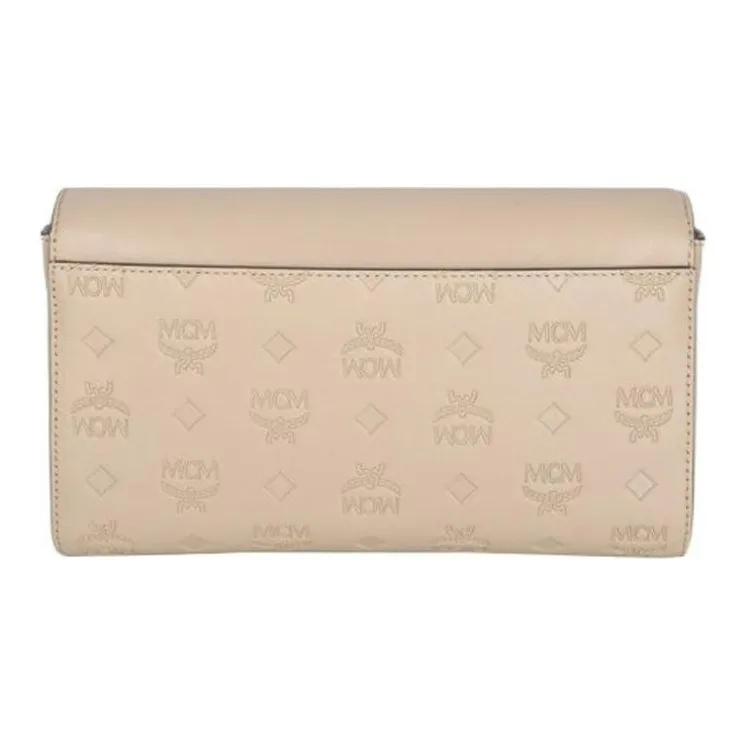 MCM Millie Visetos Leather Chain Bag Envelope Bag Crossbody Bag Shoulder Bag Medium Size Women's Sand Milk Tea Brown-2