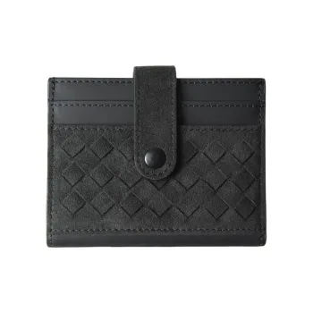 DOSRFINI Cow Leather Wallet Card Holder Clutch Regular Unisex Black/Red