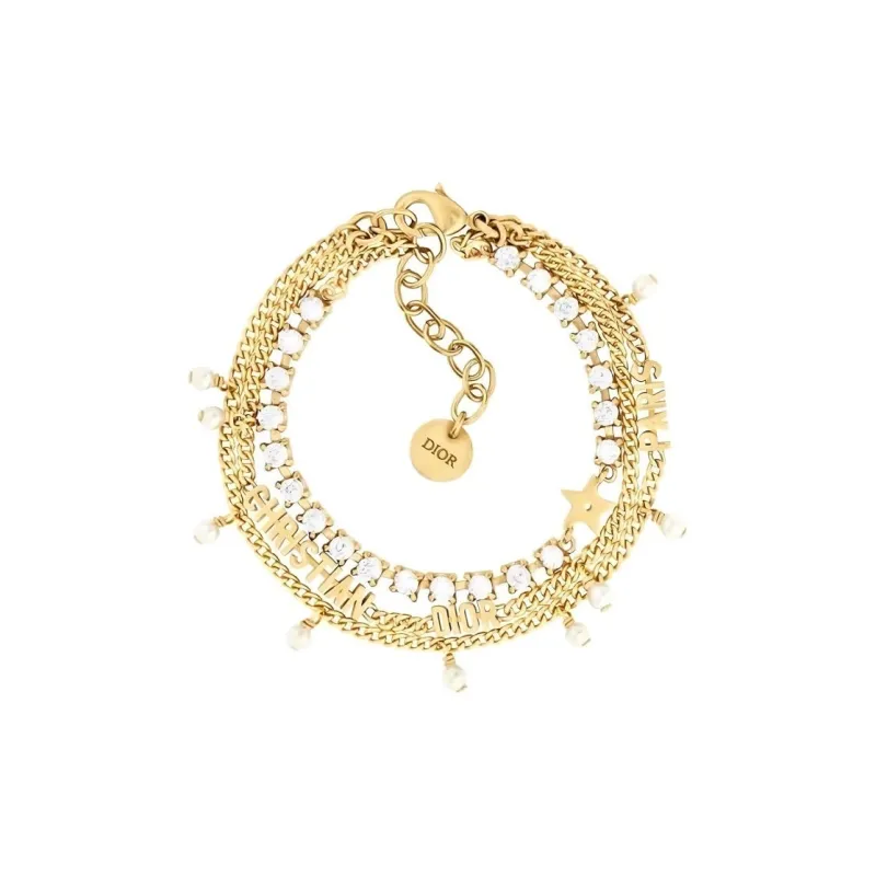 DIOR Sparkling Rhinestone Bracelets Women's Gold-0