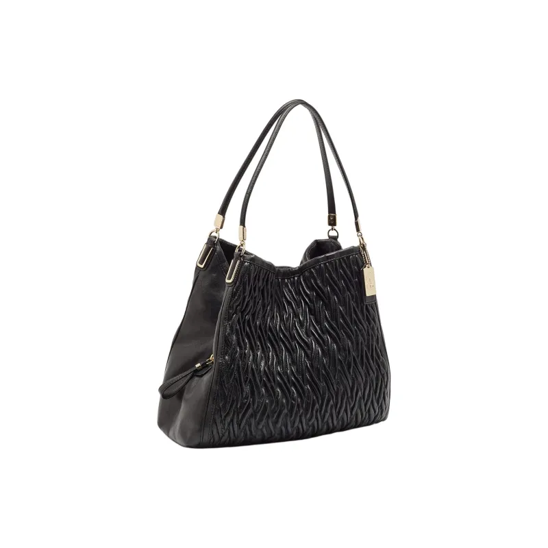COACH Madison Leather Hobo Bag Handbag Shoulder Bag Large Size Women's Black-1