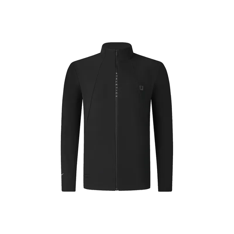 FILA Knitted Fabric Long-Sleeved Coat Men's Pitch Black-2