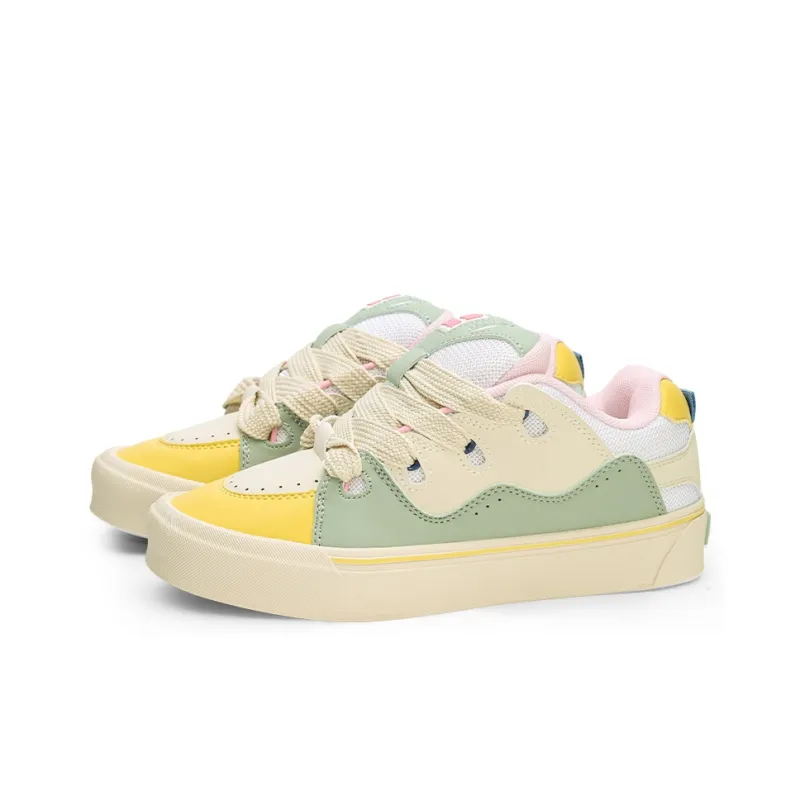 GLO BULL Anti-Slip And Wear-Resistant Breathable Low-Top Skateboard Shoes Unisex Beige Fruit Green-2