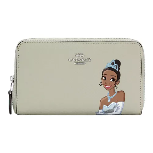 COACH Disney Collaboration Accordion Zip Recycled Glove Tanned Leather Wallet Womens Beige