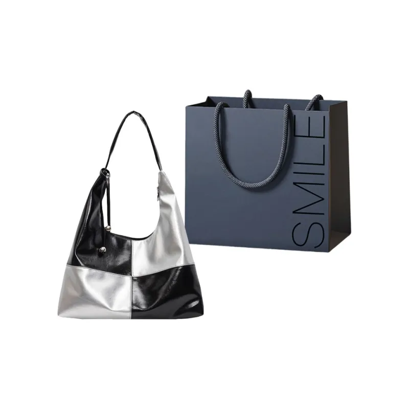 SWIMADE PU Tote Handbag, Shoulder Bag Women's Silver/Black-5