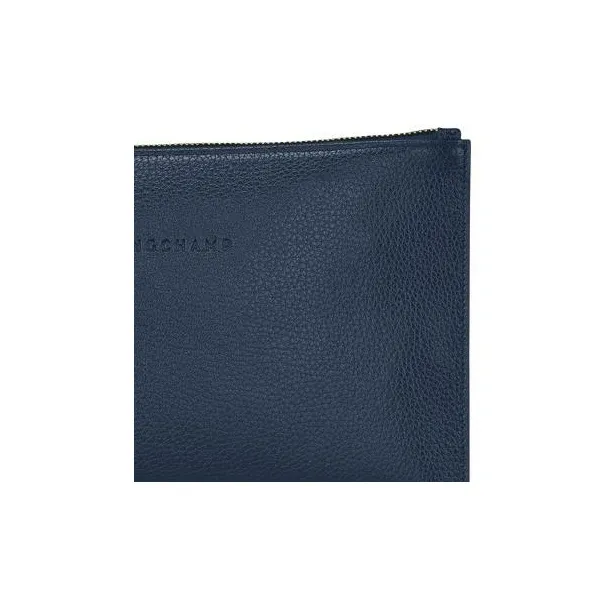 LONGCHAMP Le Foulonné Cow Leather Clutch Women's Blue-4