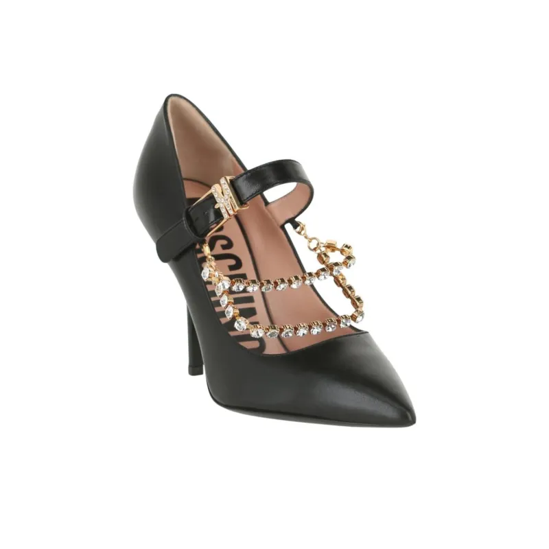 MOSCHINO Slim Heel High Heels 10cm Women's Black-2