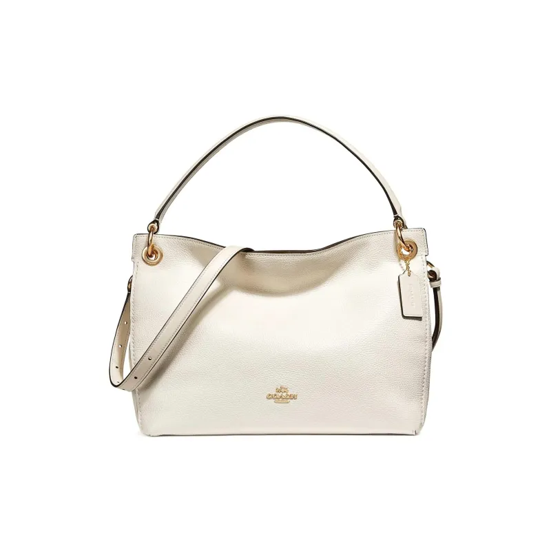 COACH Clarkson Pebbled Leather Shoulder Bag Hobo Bag Portable Crossbody Bag Shoulder Bag Women's Ecru-1