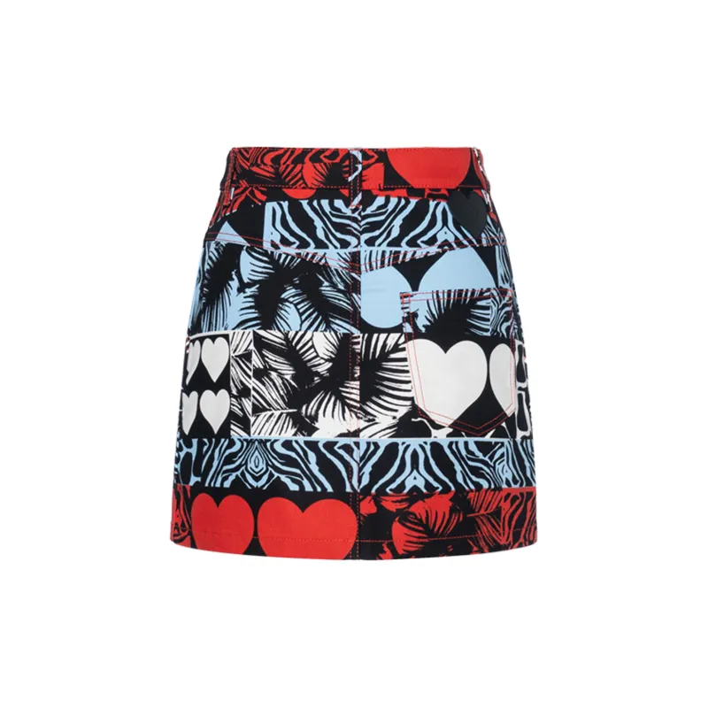 HERMES Denim Short Skirts Women's Red-1