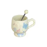 Cream Butterfly Blue, Cup+Spoon