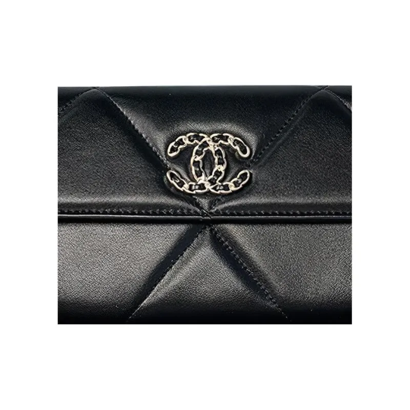 CHANEL 19Bag Lambskin Flap Bag Card Holder, Wallet Women's Black-3