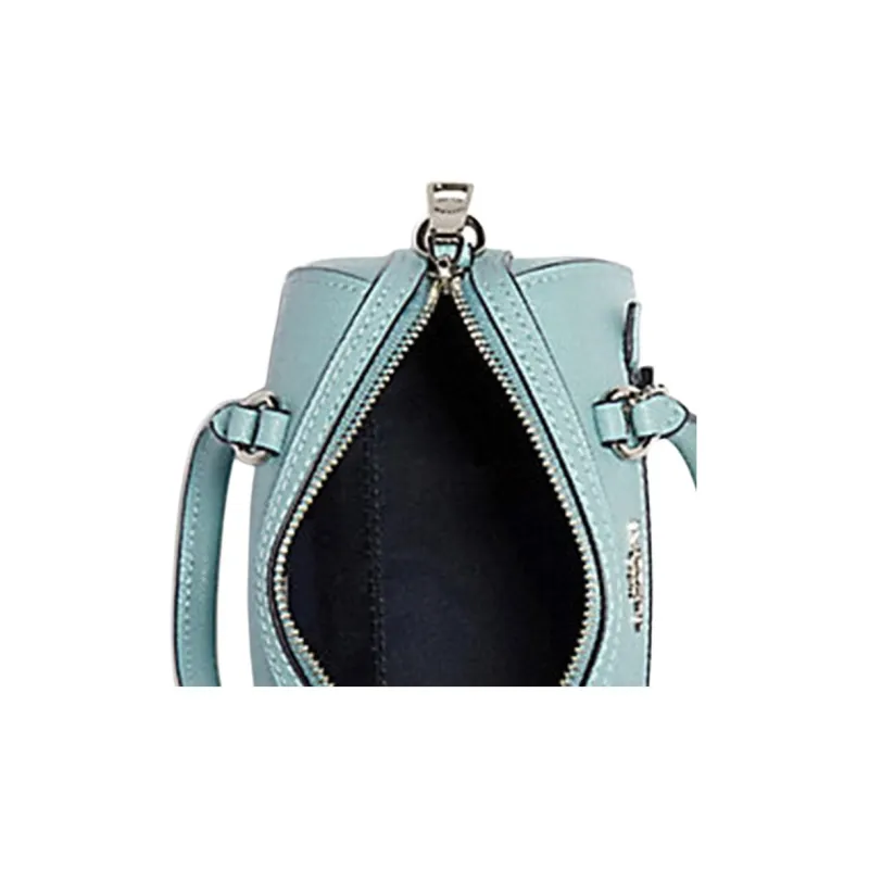 COACH Rowan Cross-Stitch Leather Boston Bag Shoulder Bag Crossbody Bag Handbags Mini Women's Blue-2