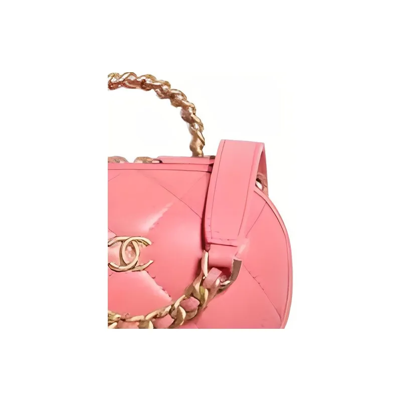 CHANEL Sheepskin Makeup Bag Women's Pink-3