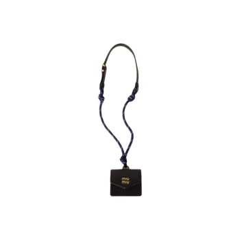 MIU MIU Leather Earphone Case Women's 1Black & Baltic Sea Blue