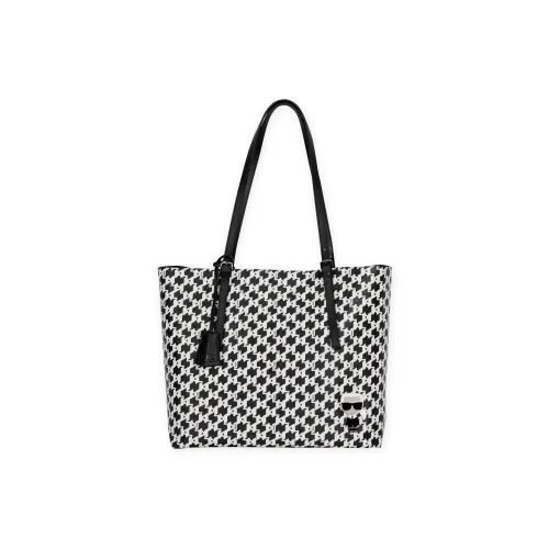 KARL LAGERFELD PVC Handbag, Crossbody, One Shoulder Bag Regular Women's Black White
