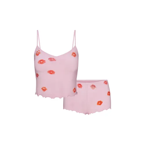 SKIMS Valentine's Day Collection SS25 SLEEP CAMI SET Pajama Set Women's Cherry Blossom Lipstick