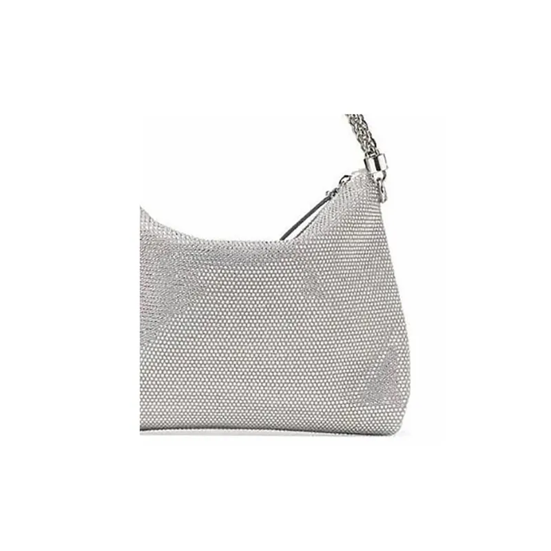 Jimmy Choo Suede Glass Handbag Shoulder Bag Women's Silver-3