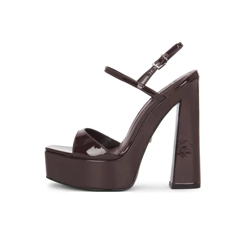 Schutz Arlene One Strap Sandals 14cm Women's Chocolate-0