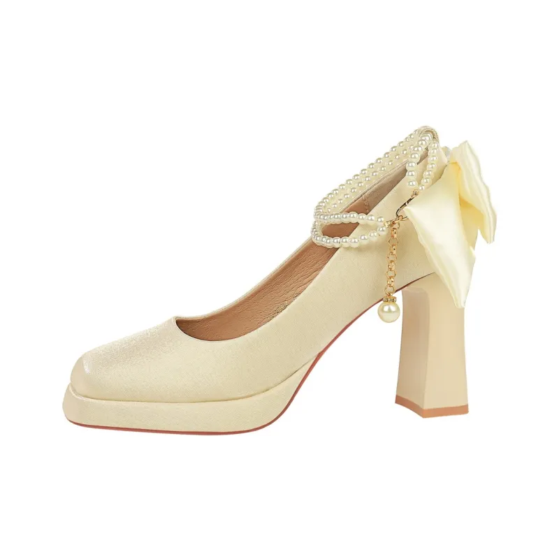 QITUMAUL Chunky Heel High Heels Women's-4