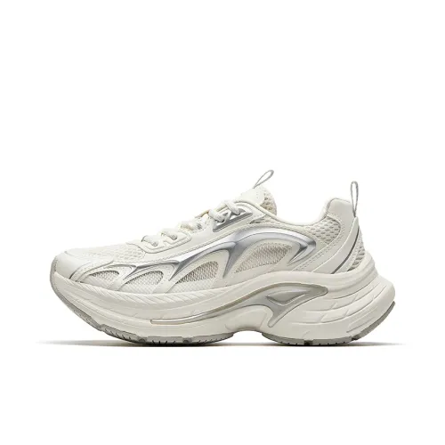 Anta Anti Slip Wear Resistant Low Top Casual Shoes Women's Ivory White Silver