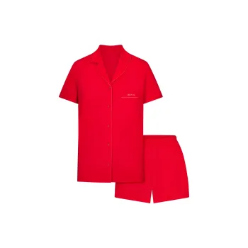 SKIMS Valentine's Day Collection SS25 SKIMS SLEEP SHORT SLEEVE BUTTON UP SET Pajama Set Men's Ruby