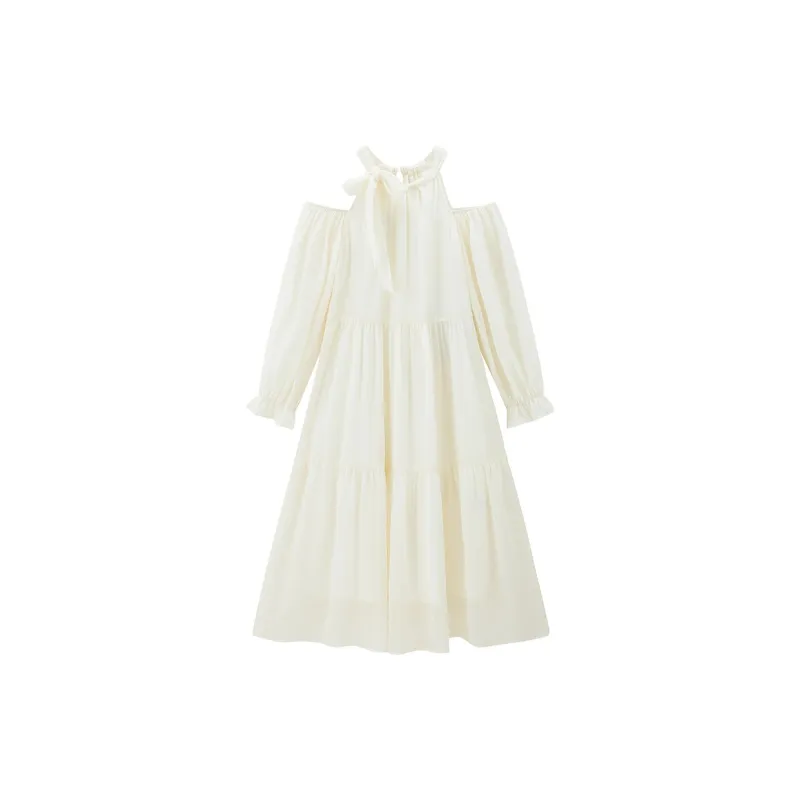 LEDIN Long Sleeved Dress Women's Cream Beige-1