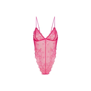 SKIMS Valentine's Day Collection SS25 EMBROIDERED TULLE TEDDY Jumpsuit Women's Punch Press