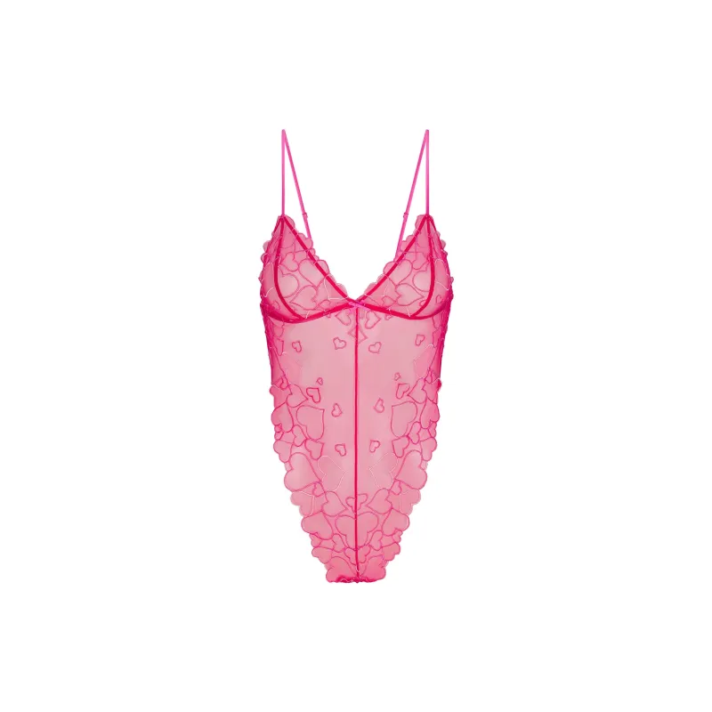 SKIMS Valentine's Day Collection SS25 EMBROIDERED TULLE TEDDY Jumpsuit Women's Punch Press-0