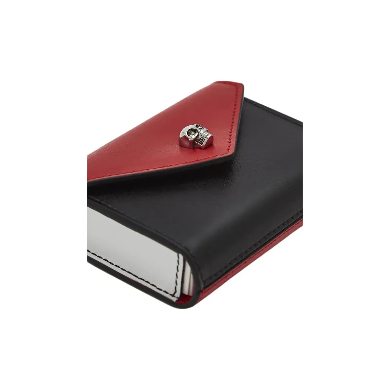 Alexander McQueen Leather Paper Card Holder Storage Bag Men's Black & Red-2