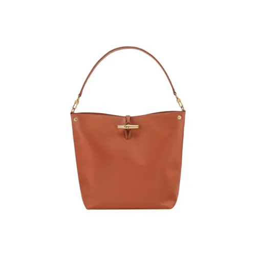 LONGCHAMP Le Roseau Calfskin Shoulder Bag Women's Chestnut
