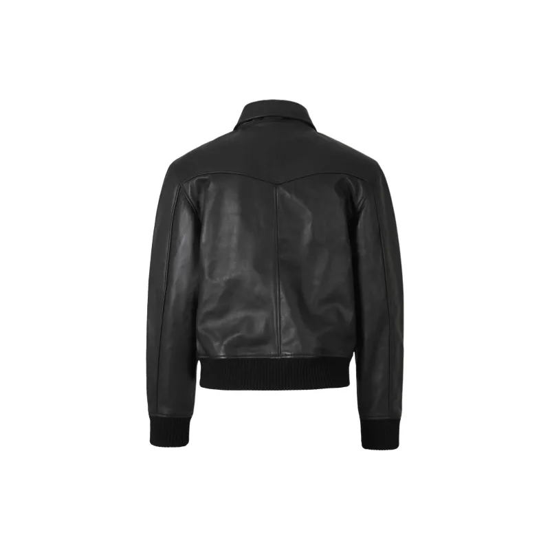 OFFICINE GENERALE Leather Bomber Jacket-1
