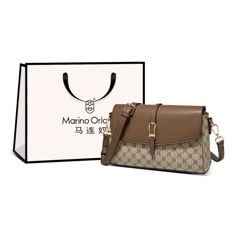 Marino Orlandi Synthetic Leather Shoulder Bag Medium Size Women's Coffee-0