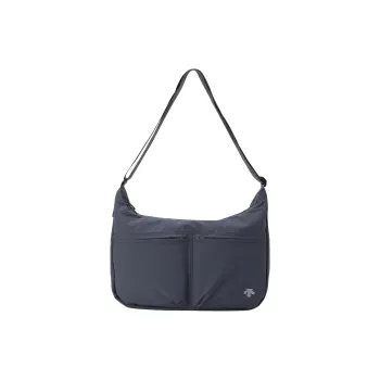 DESCENTE Polyester Hobo Bag, Crossbody Bag, Shoulder Bag Large Size Unisex Gray