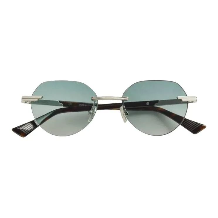 Bottega Veneta Acetate Metal Round Sunglasses Women's Silver-0