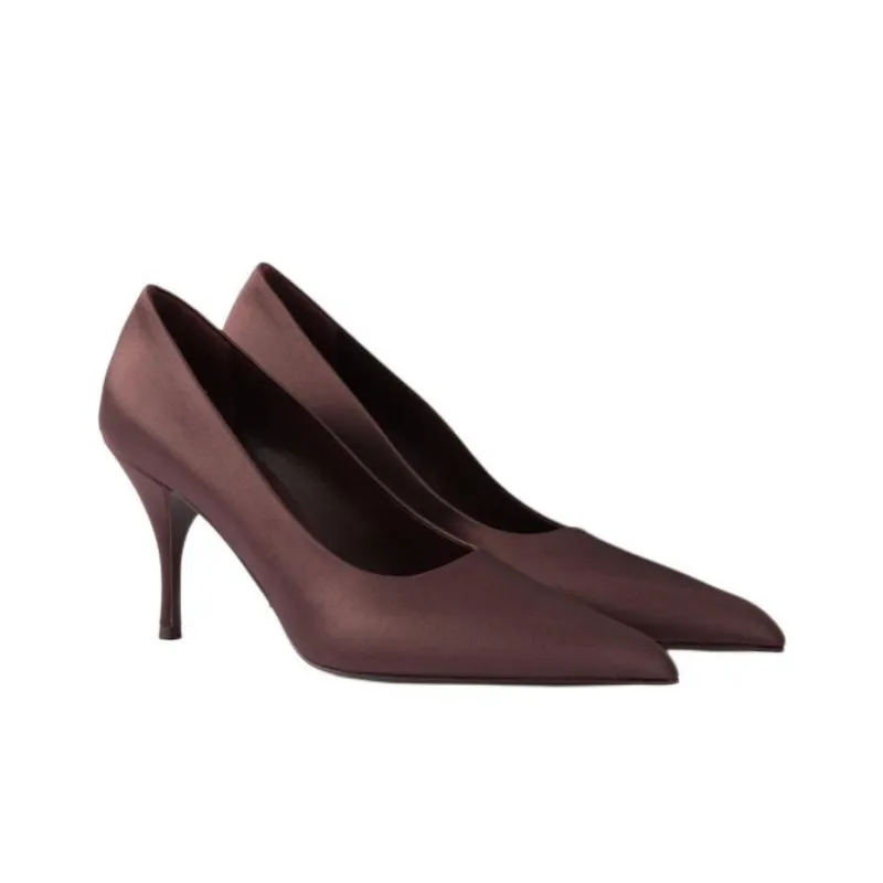 PRADA Slim Heel High Heels 8.5cm Women's Burgundy-2