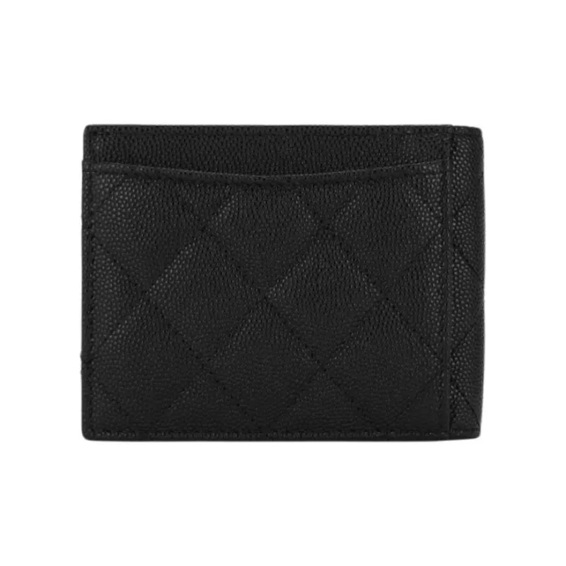 CHANEL Grain Caviar Cow Leather Card Holder Women's Black-1