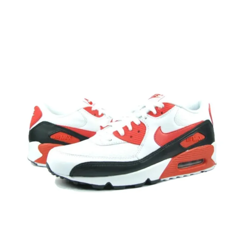 Nike Air Max 90 Classic Anti Slip Wear Resistant Low Top Casual Shoes Men's White Orange Black-2