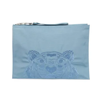 KENZO Polyamide Document Bag Clutch Large Size Unisex Glacier Blue