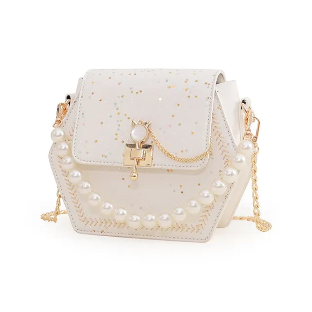 VINEY Cow Leather Handbag, Shoulder Bag, Crossbody Bag Mini Women's White-1